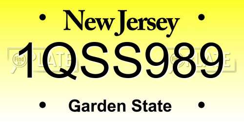 1QSS989 New Jersey License Plate