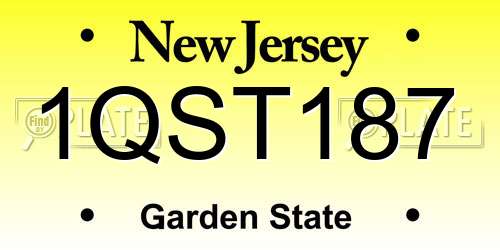 1QST187 New Jersey License Plate