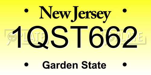 1QST662 New Jersey License Plate