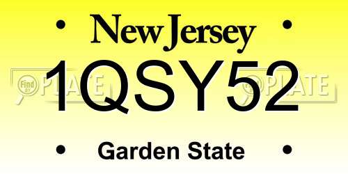 1QSY52 New Jersey License Plate