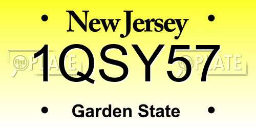 1QSY57 New Jersey License Plate
