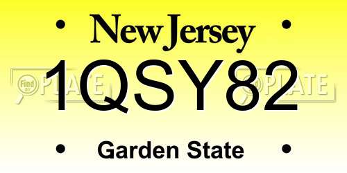 1QSY82 New Jersey License Plate