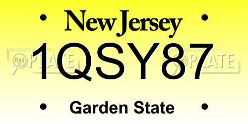 1QSY87 New Jersey License Plate