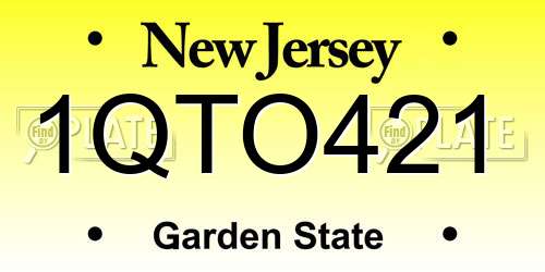 1QTO421 New Jersey License Plate