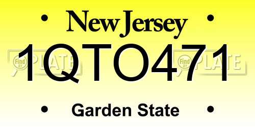 1QTO471 New Jersey License Plate