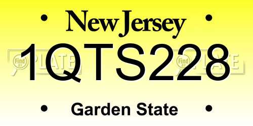 1QTS228 New Jersey License Plate