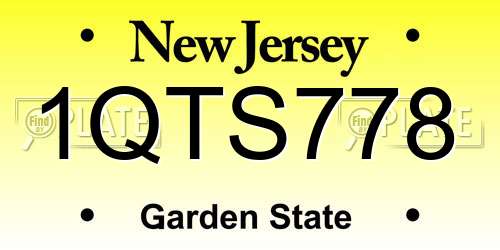 1QTS778 New Jersey License Plate