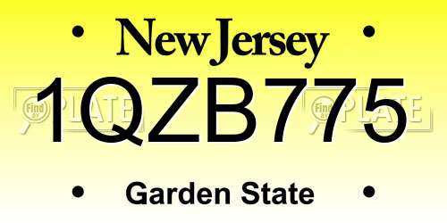 1QZB775 New Jersey License Plate