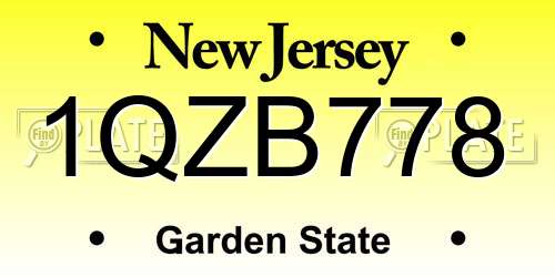 1QZB778 New Jersey License Plate