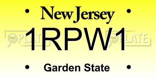 1RPW1 New Jersey License Plate
