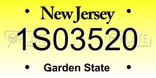 1S03520 New Jersey License Plate