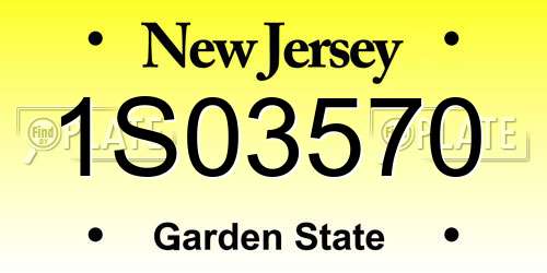 1S03570 New Jersey License Plate