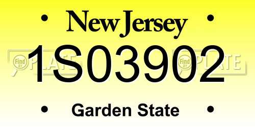 1S03902 New Jersey License Plate