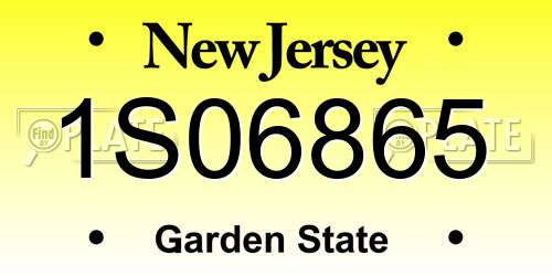 1S06865 New Jersey License Plate