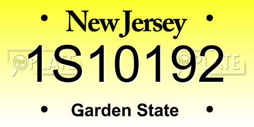 1S10192 New Jersey License Plate