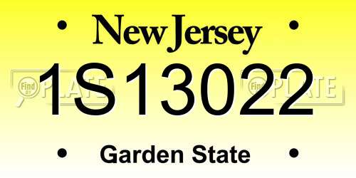 1S13022 New Jersey License Plate