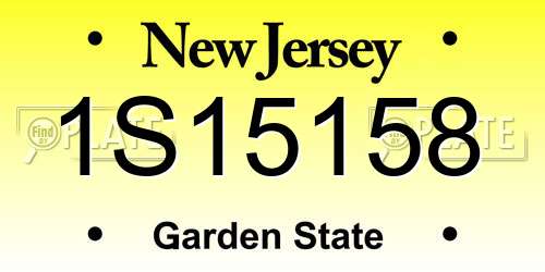 1S15158 New Jersey License Plate