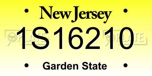 1S16210 New Jersey License Plate