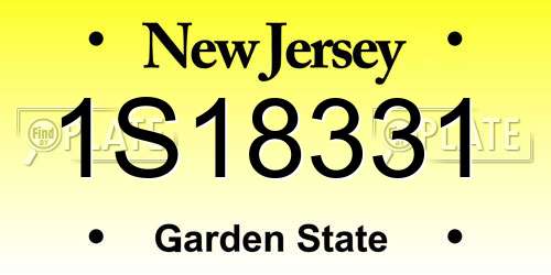 1S18331 New Jersey License Plate