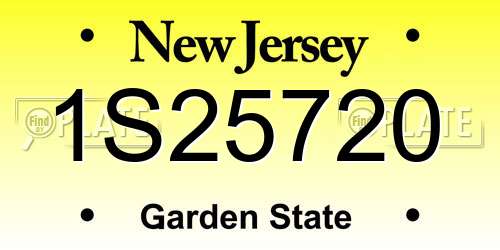 1S25720 New Jersey License Plate