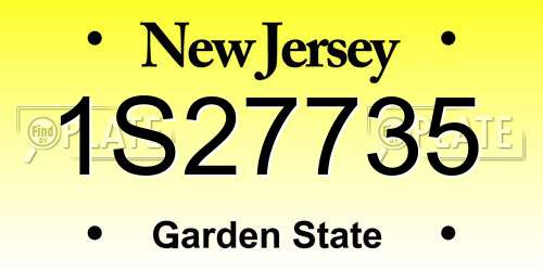 1S27735 New Jersey License Plate