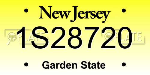 1S28720 New Jersey License Plate