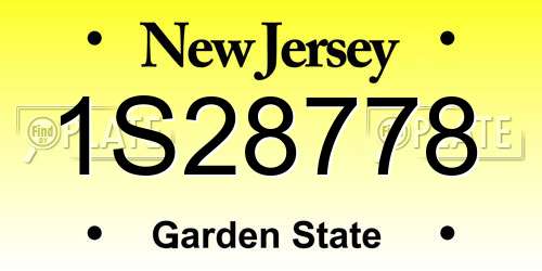 1S28778 New Jersey License Plate
