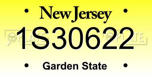 1S30622 New Jersey License Plate