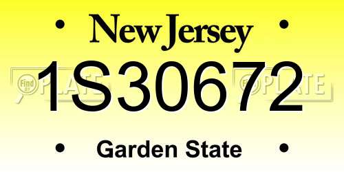 1S30672 New Jersey License Plate