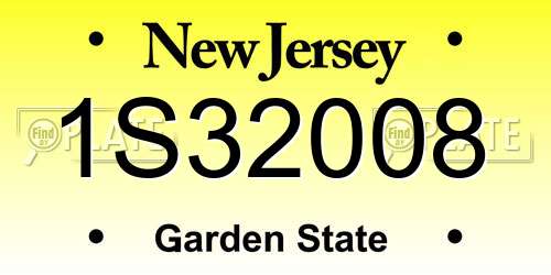 1S32008 New Jersey License Plate