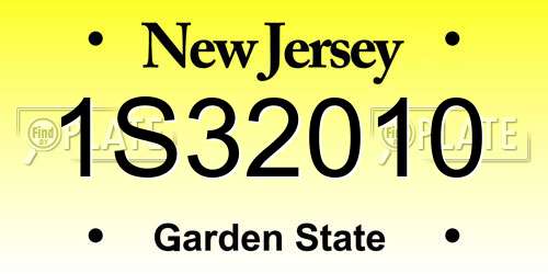 1S32010 New Jersey License Plate