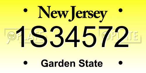 1S34572 New Jersey License Plate