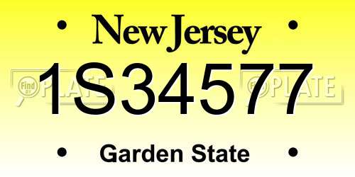 1S34577 New Jersey License Plate