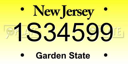 1S34599 New Jersey License Plate