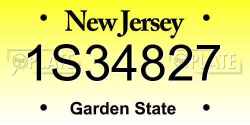 1S34827 New Jersey License Plate