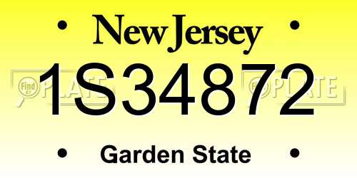 1S34872 New Jersey License Plate