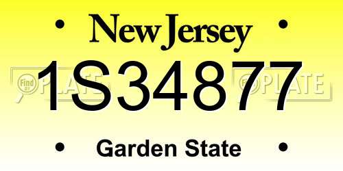 1S34877 New Jersey License Plate