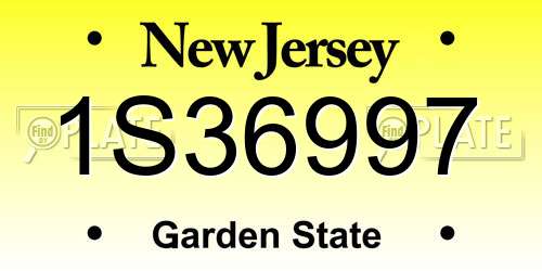 1S36997 New Jersey License Plate