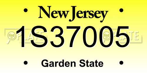 1S37005 New Jersey License Plate