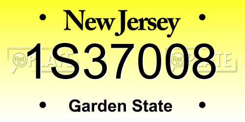 1S37008 New Jersey License Plate