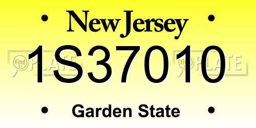 1S37010 New Jersey License Plate