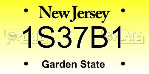 1S37B1 New Jersey License Plate