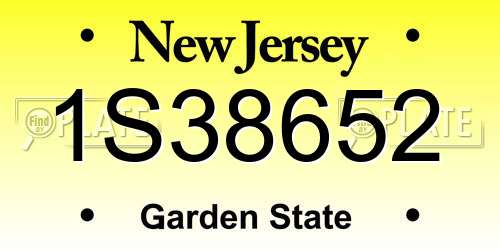 1S38652 New Jersey License Plate