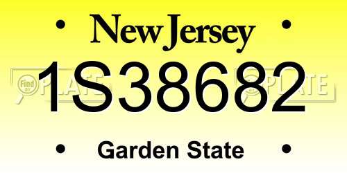 1S38682 New Jersey License Plate