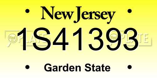 1S41393 New Jersey License Plate