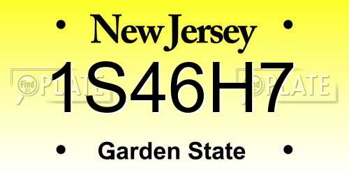 1S46H7 New Jersey License Plate