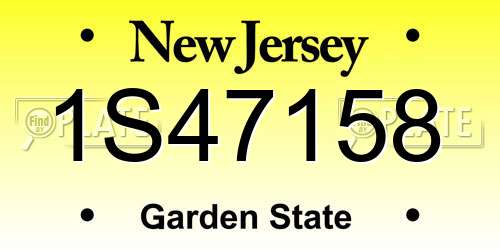 1S47158 New Jersey License Plate