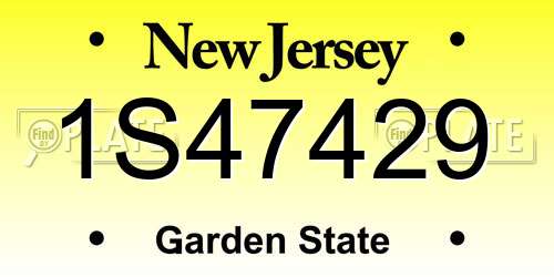 1S47429 New Jersey License Plate
