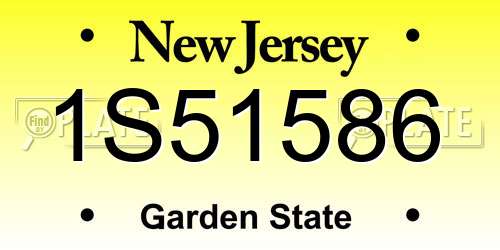 1S51586 New Jersey License Plate
