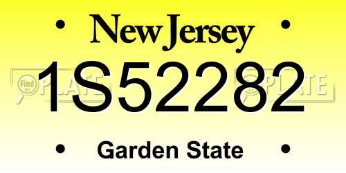 1S52282 New Jersey License Plate